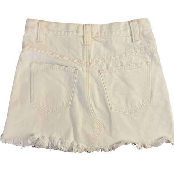 Free People Women's Sidecar Mini Jean Skirt White in Size 25 - Picture 9 of 12